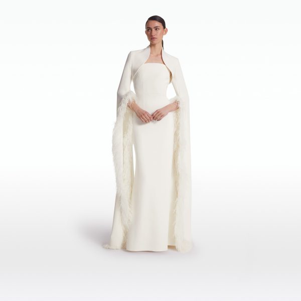 Amari Ivory Feather-Trimmed Bolero And Soshin Dress - Image 6