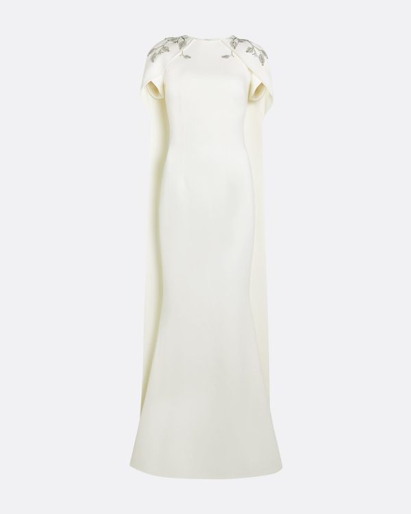 Ginkgo Flower Bud Embroidered Ivory Dress - Image 5