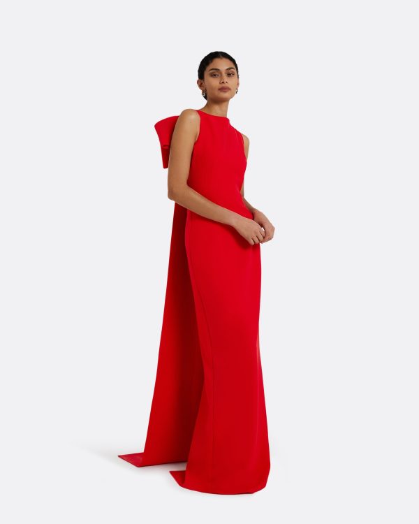 Celestia Cherry Red Long Dress - Image 4