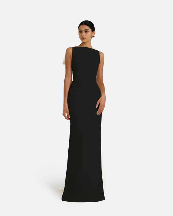Celestia Black & Ivory Long Dress - Image 2