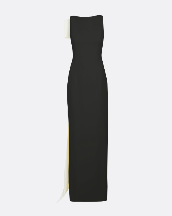 Celestia Black & Ivory Long Dress - Image 5