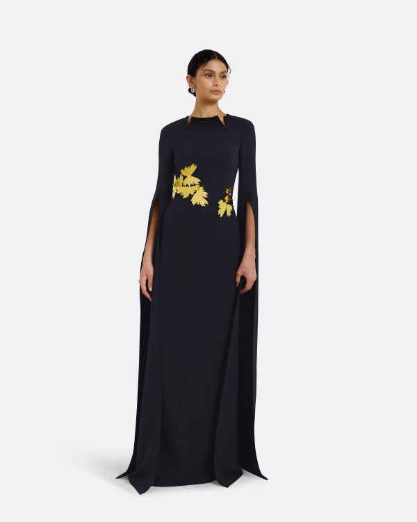 Talin Embroidered Midnight Navy Long Dress