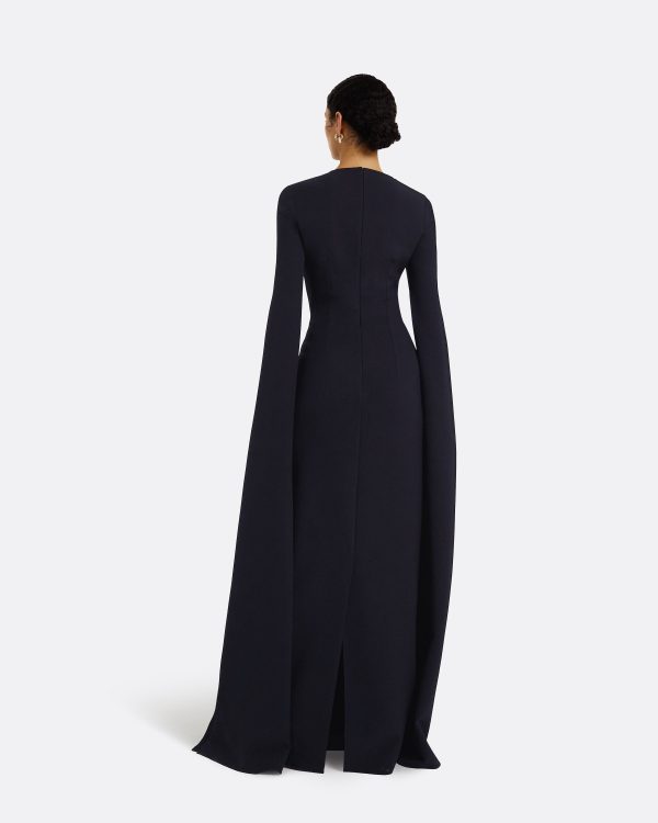 Talin Embroidered Midnight Navy Long Dress - Image 2