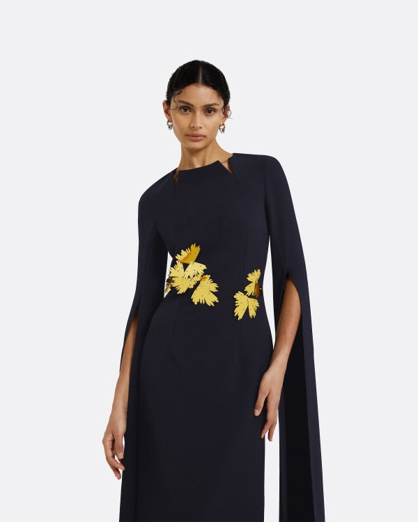 Talin Embroidered Midnight Navy Long Dress - Image 3