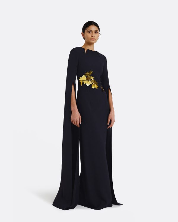 Talin Embroidered Midnight Navy Long Dress - Image 4