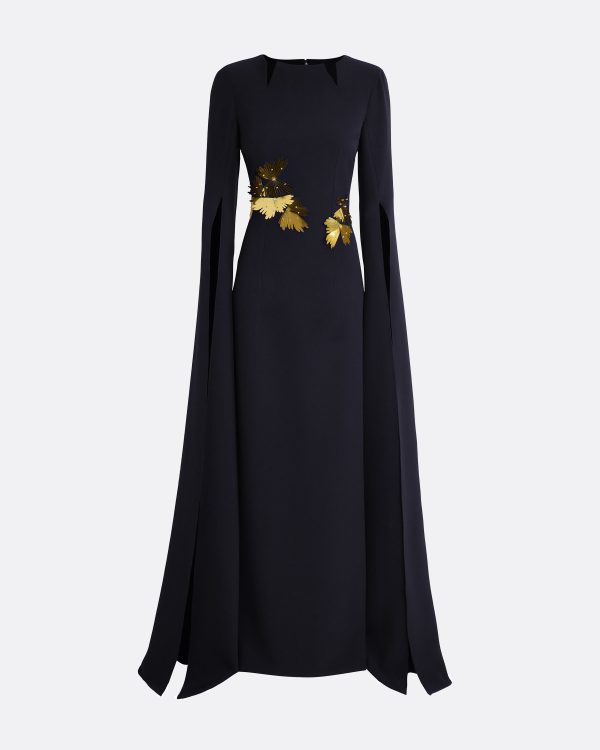 Talin Embroidered Midnight Navy Long Dress - Image 5