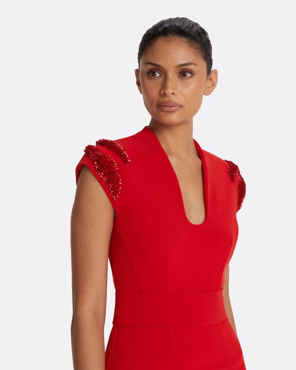 Dana Dazzling Red Long Dress - Image 3