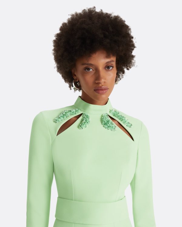 Kamala Aloe & Curled Leaf Embroidery Long Dress - Image 3