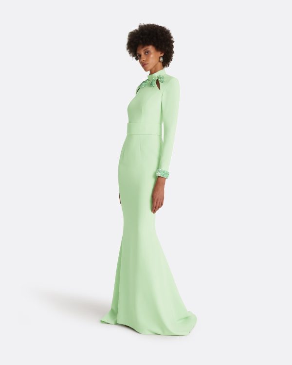 Kamala Aloe & Curled Leaf Embroidery Long Dress - Image 4