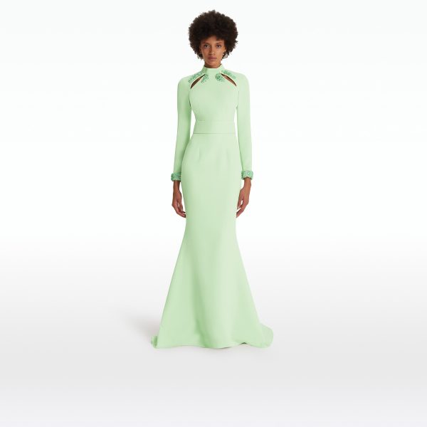 Kamala Aloe & Curled Leaf Embroidery Long Dress - Image 6