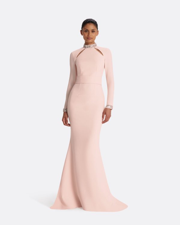 Kamala Pale Pink & Mirror Disc Embroidery Long Dress
