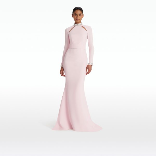 Kamala Pale Pink & Mirror Disc Embroidery Long Dress - Image 5