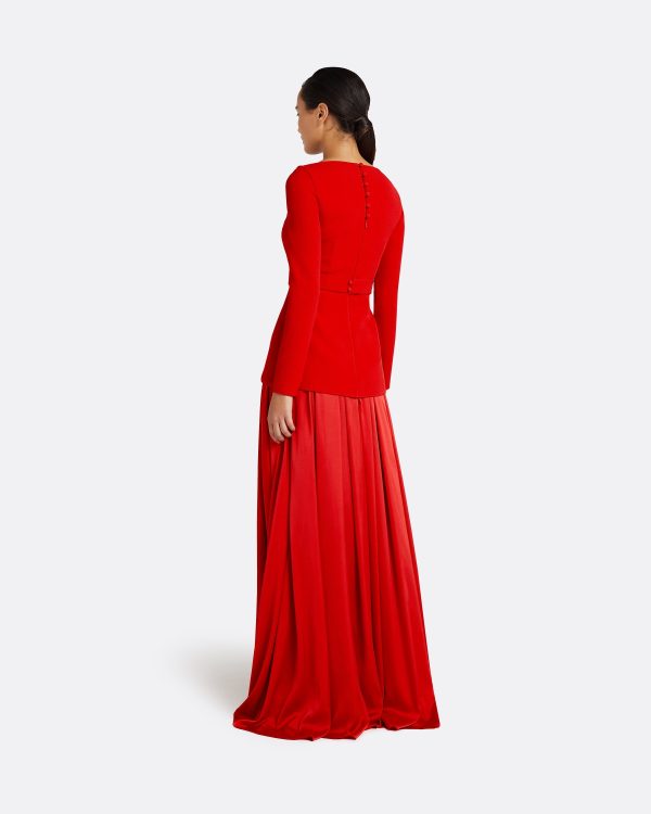 Desta Cherry Red Long Dress - Image 2