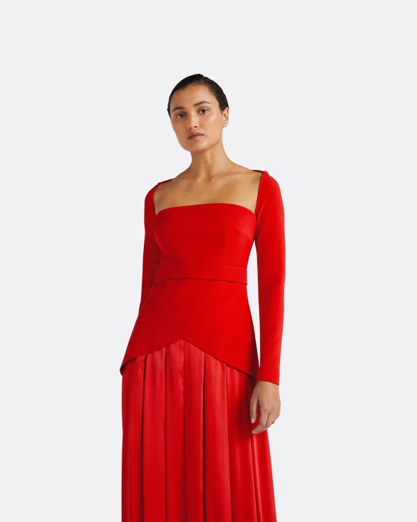 Desta Cherry Red Long Dress - Image 3