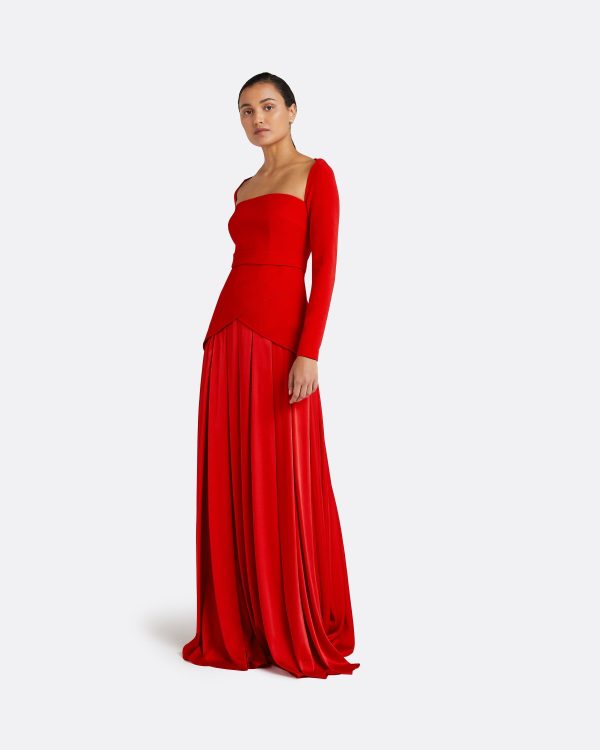 Desta Cherry Red Long Dress - Image 4