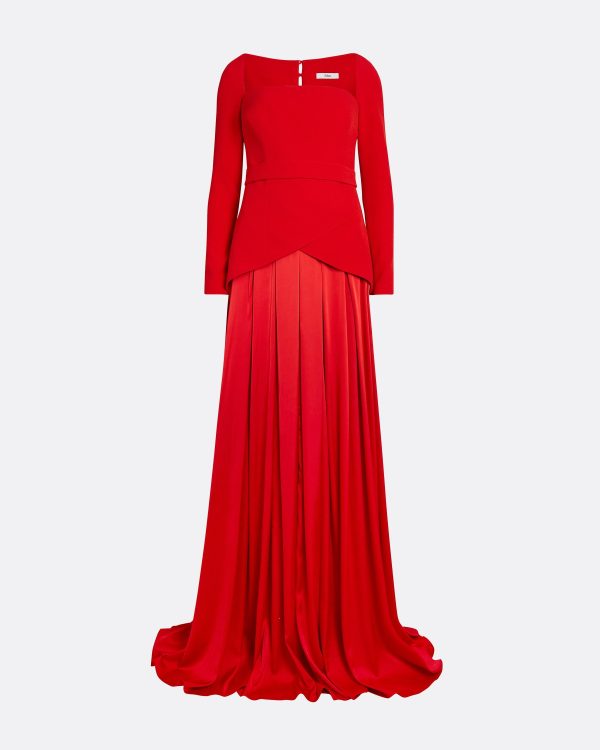 Desta Cherry Red Long Dress - Image 5