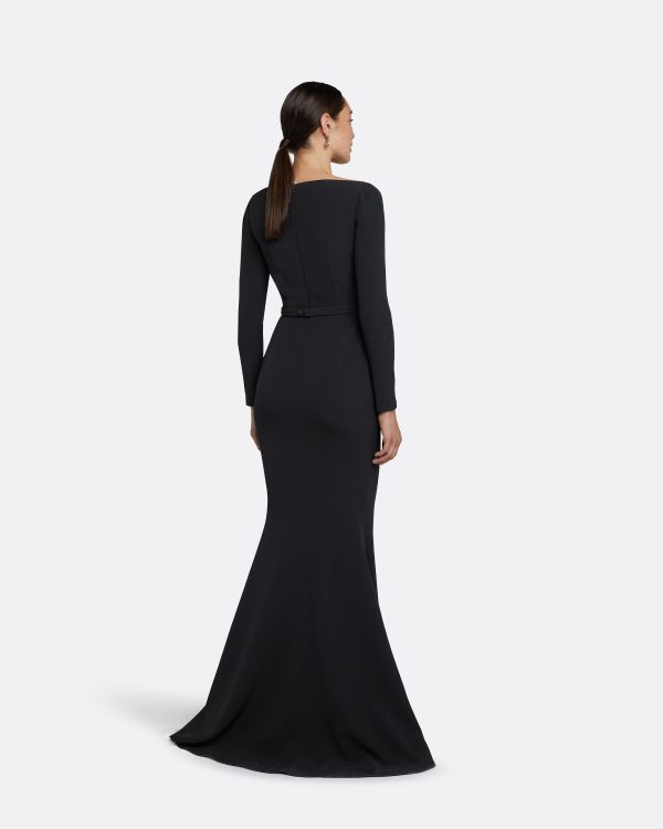 Heidi Black Embroidered Long Dress - Image 2