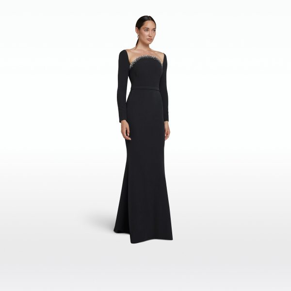 Heidi Black Embroidered Long Dress - Image 6