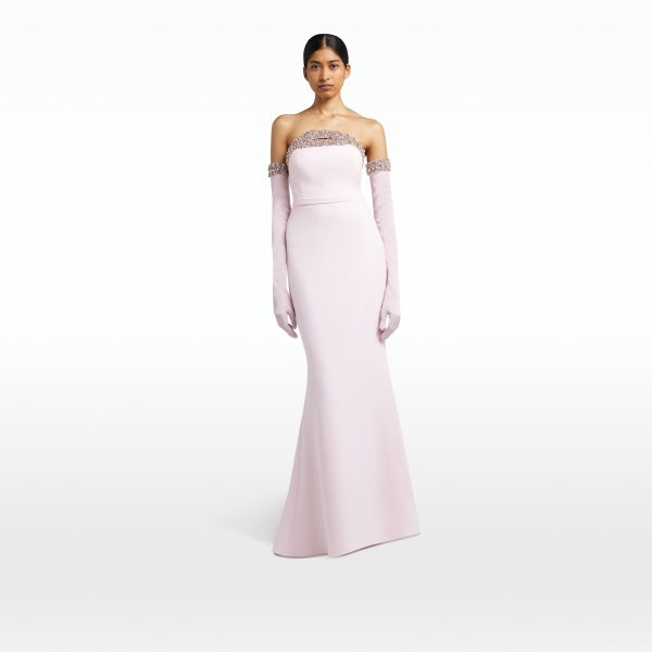 Donatella Barely Pink Long Dress With Antonia Gloves - Image 6