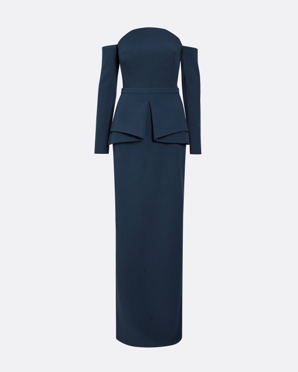 Giuliana Ink Blue Long Dress - Image 3