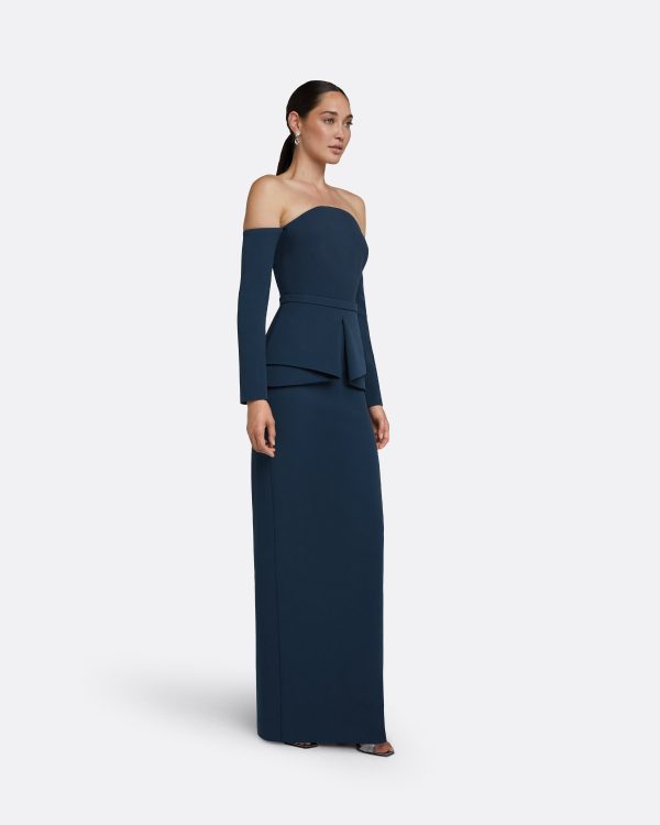 Giuliana Ink Blue Long Dress - Image 5