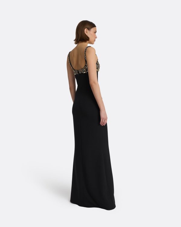 Beatriz Black & Celestial Scatter Embroidery Long Dress - Image 2