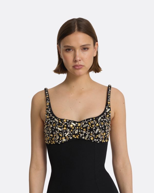 Beatriz Black & Celestial Scatter Embroidery Long Dress - Image 3