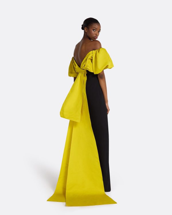 Milia Black & Chartreuse Long Dress - Image 2