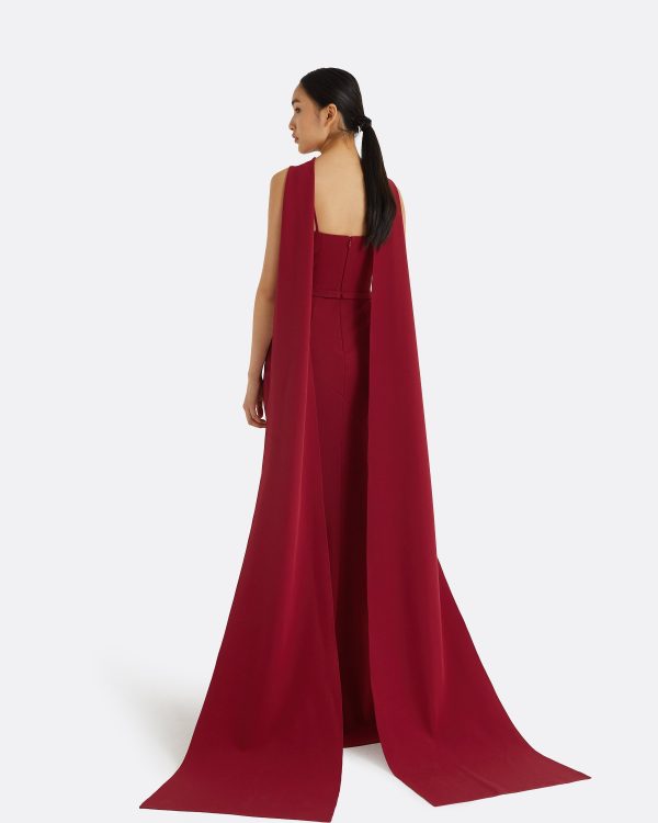 Lilien Rhubarb Long Dress With Embroidery - Image 2