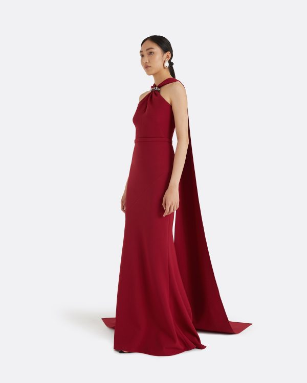 Lilien Rhubarb Long Dress With Embroidery - Image 4