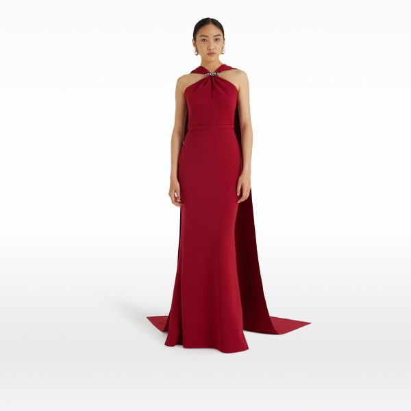 Lilien Rhubarb Long Dress With Embroidery - Image 6
