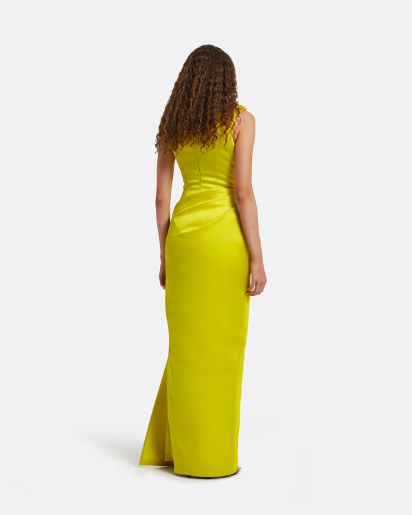 Akbel Chartreuse Long Dress - Image 2