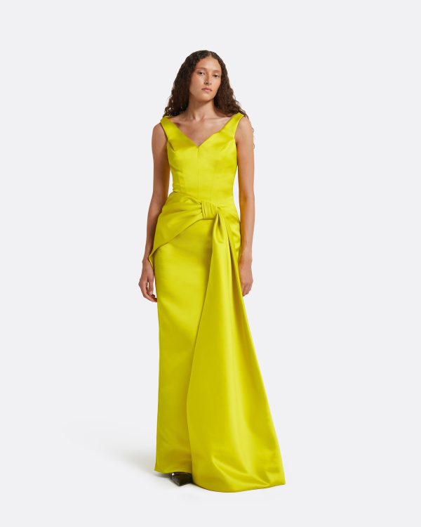Akbel Chartreuse Long Dress - Image 6