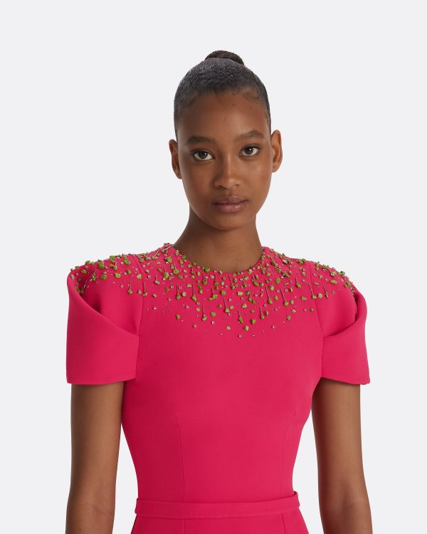 Delina Raspberry Long Dress - Image 3