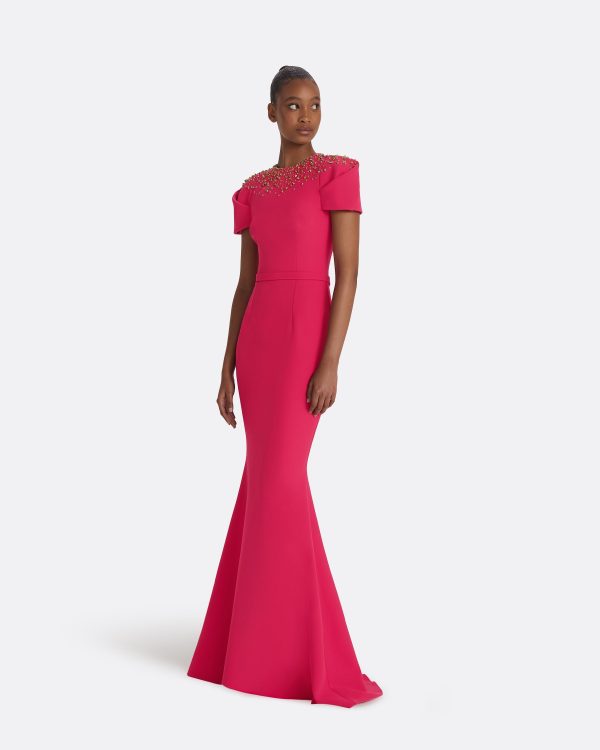 Delina Raspberry Long Dress - Image 4