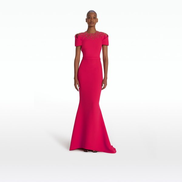 Delina Raspberry Long Dress - Image 6