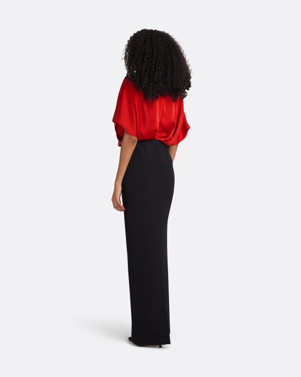 Lucinda Black & Cherry Red Long Dress - Image 2