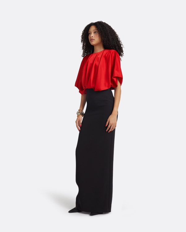 Lucinda Black & Cherry Red Long Dress - Image 4
