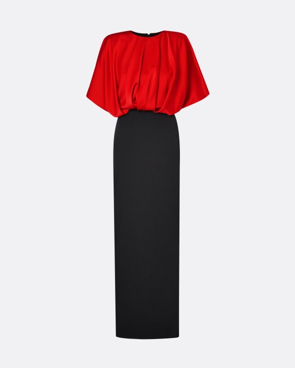 Lucinda Black & Cherry Red Long Dress - Image 5