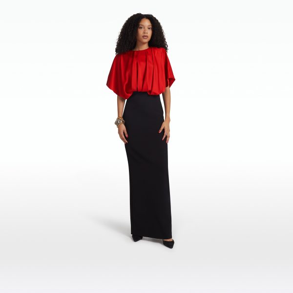 Lucinda Black & Cherry Red Long Dress - Image 6