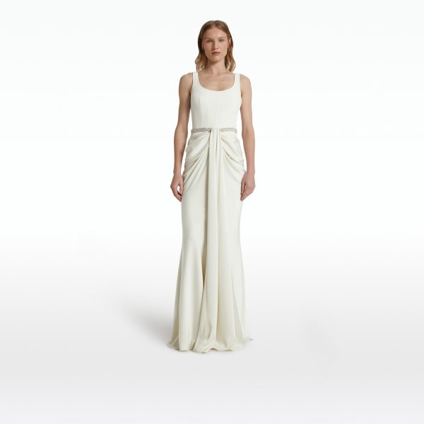 Marlena Ivory Embroidered Long Dress - Image 6