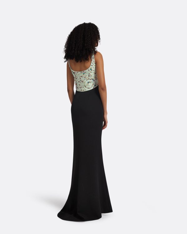 Ezda Black & Spearmint Long Dress - Image 2