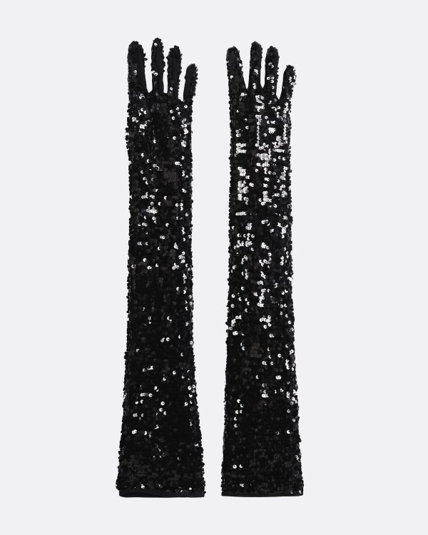 Antonia Black Sequins Gloves - Image 4