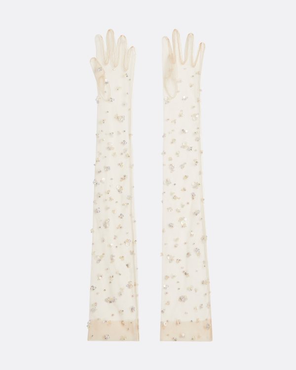 Astin Nude Embroidered Gloves