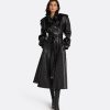 Emy Black Vegan Leather Coat