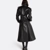 Emy Black Vegan Leather Coat - Image 2