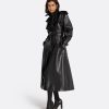 Emy Black Vegan Leather Coat - Image 4