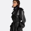 Emy Black Vegan Leather Coat - Image 5
