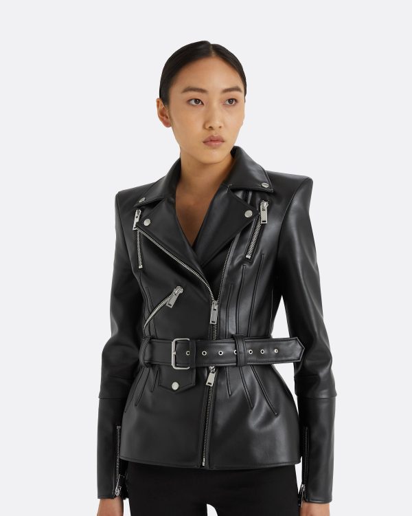 Euphemie Black Vegan Leather Jacket - Image 3