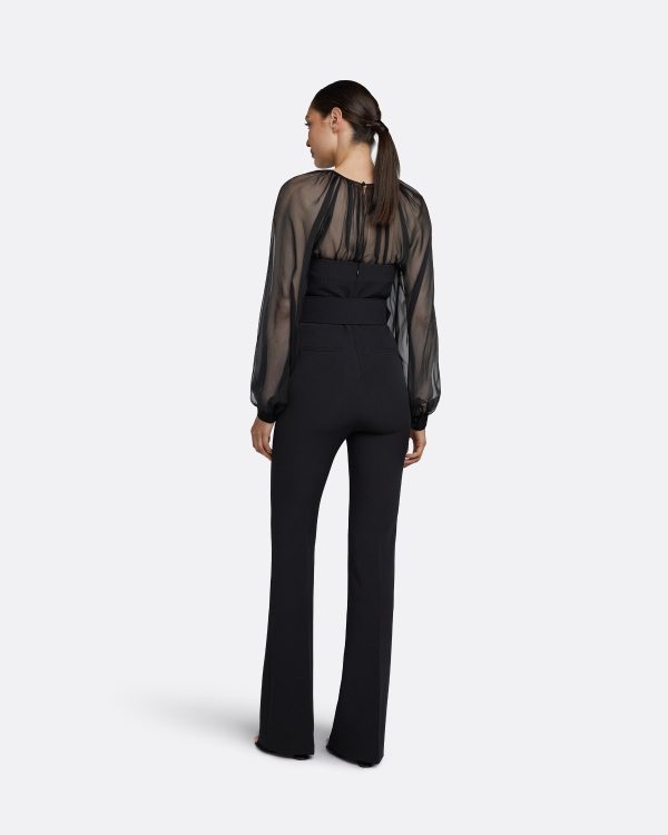 Aternia Black Jumpsuit With Embroidered Buckle Belt - Image 2
